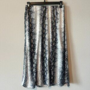 WD.NY Black, Gray, and White Striped Snakeskin Midi Skirt 100% Polyester Size 8